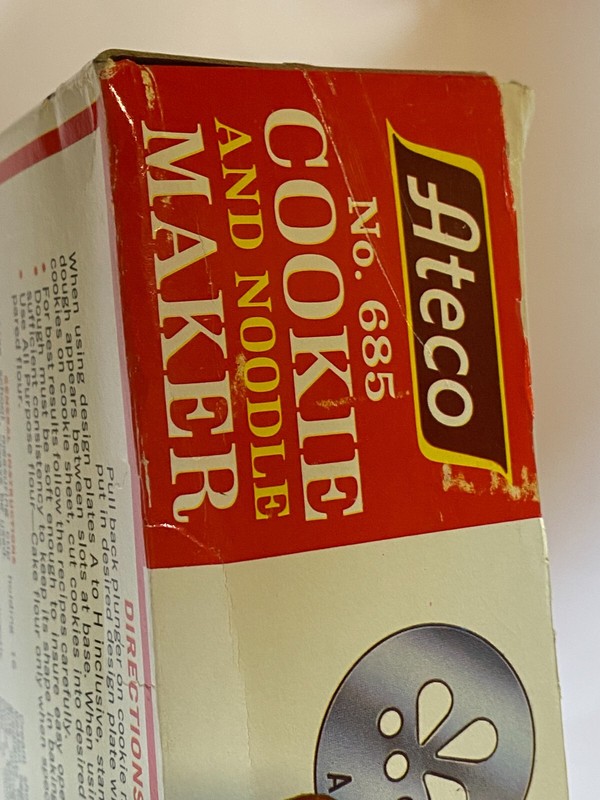 Vintage ATECO 685 The Original Cookie Noodle Maker Metal Press &10 Design Plates gallery