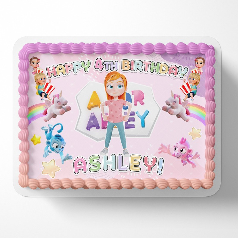 A For Adley Kids Edible Cake Topper Party Decoration Edible Image