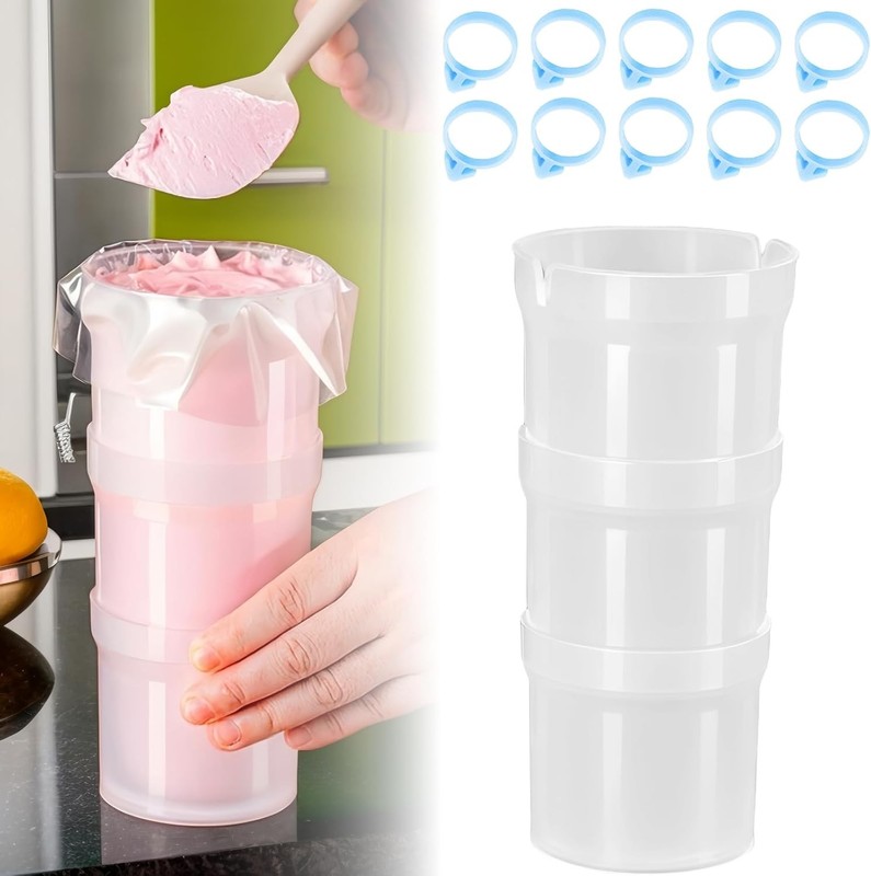 Pastry Piping Bag Holder Stand for Filling, Translucent Clear Plastic Cream