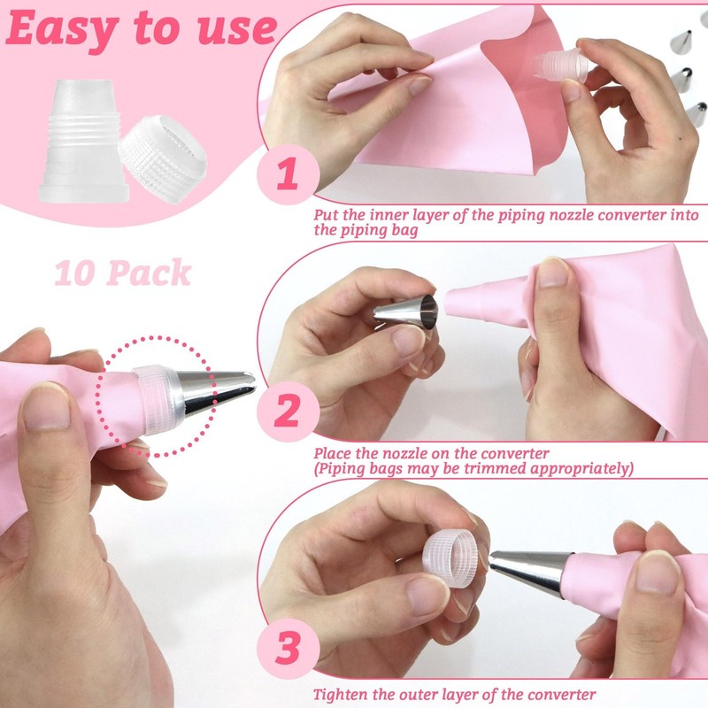 Piping Bag Couplers 10 PCS Small Transparent Plastic For Icing Nozzle Tips gallery