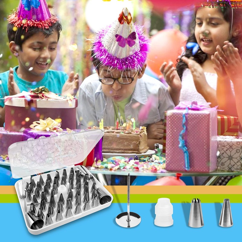 52 PCS Beginner Cake Decorating Kit Numbered Icing Tips Flower Nails Box gallery