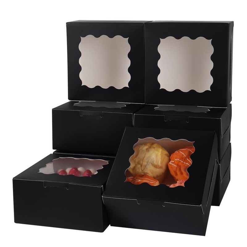 6x6x3 Inches Small Cake Box with Window, Bakery Box, Pastry Boxes, Cookie Box…
