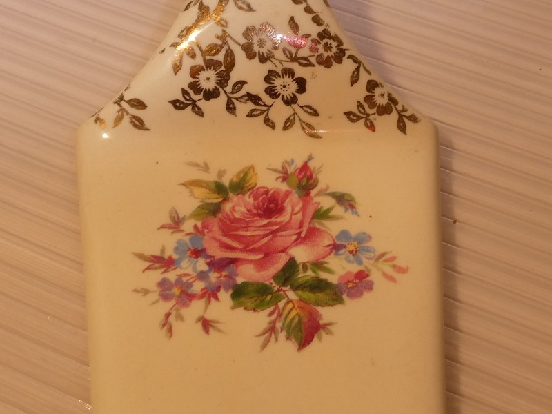 vintage Cake Pie Server Victorian porcelain Rose Chintz floral gold england gallery
