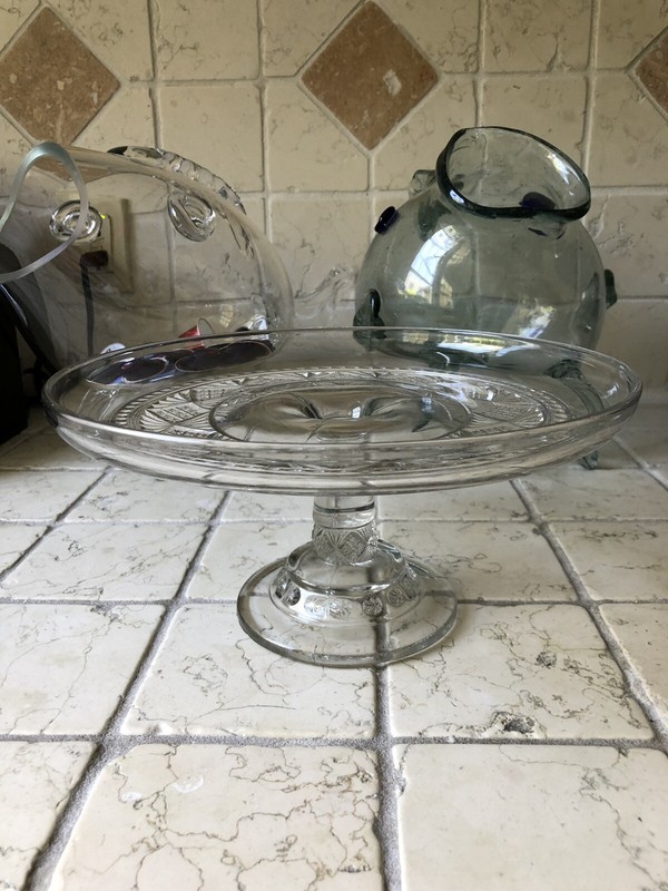 Vintage Clear Cut Glass Cake Stand
