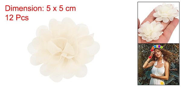 12Pcs 2" Chiffon Flowers Sewing Fabric Flower Appliques for Crafts Beige gallery