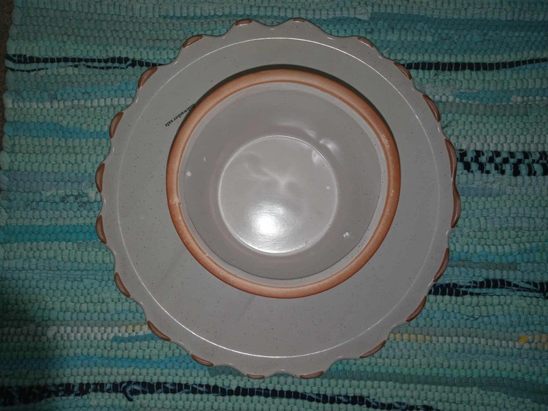 Anthropologie Ruffle Reactive Glaze Stoneware Cake Stand Plate 12" Green NEW gallery