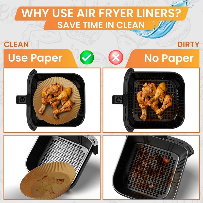 M Buder Non-Stick Disposable Air Fryer Liner Parchment Paper, Round, 6.3 in, 2-5 gallery