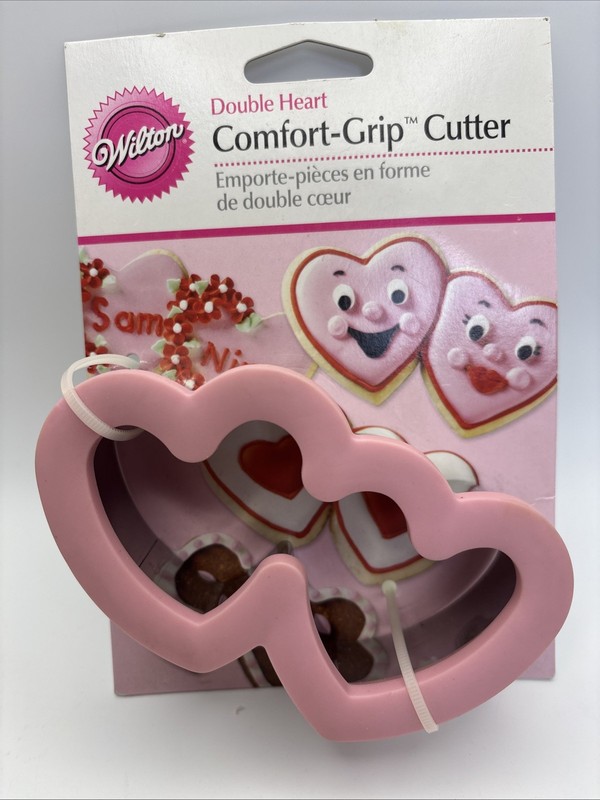Wilton On Card Double Heart Valentines Day Wedding Comfort Grip Cookie Cutter