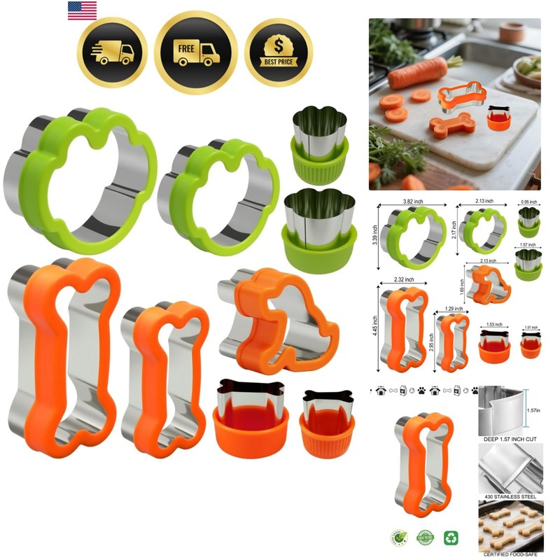 Dog Cookie Cutter Set, 9 Pieces, Assorted Sizes | Bone, Paw Print, Puppy Shap…