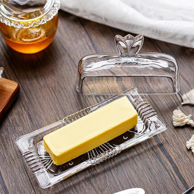 Butter Serving Tray Butter Container with Cover Dustproof Clear Butter Tray for gallery