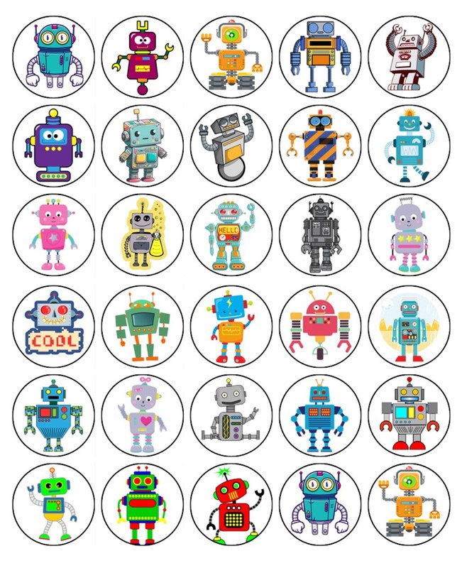 Robot Edible Icing Cake & Cupcake Toppers – Birthday Party Decorations gallery