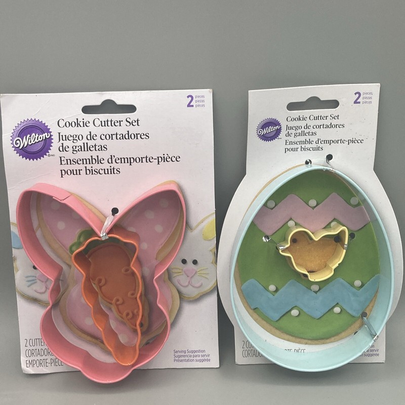Lot of 2 Wilton 2 Piece Easter Bunny & Egg Holiday Home Cookie Cutter Sets New