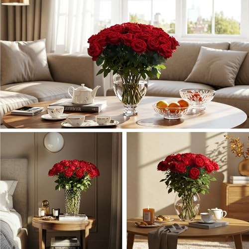 154pcs Roses Artificial Flowers - Realistic Faux Roses for Wedding Red gallery