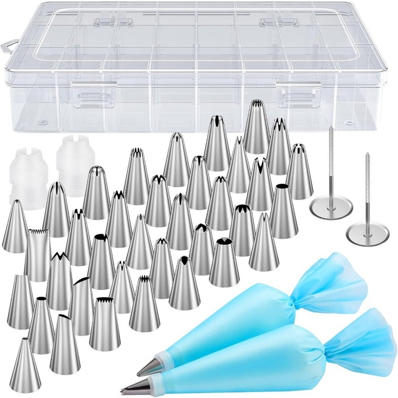 42Pcs Cake Decorating Supplies Kit with 36 Numbered Frosting Tips, 2 Reusable