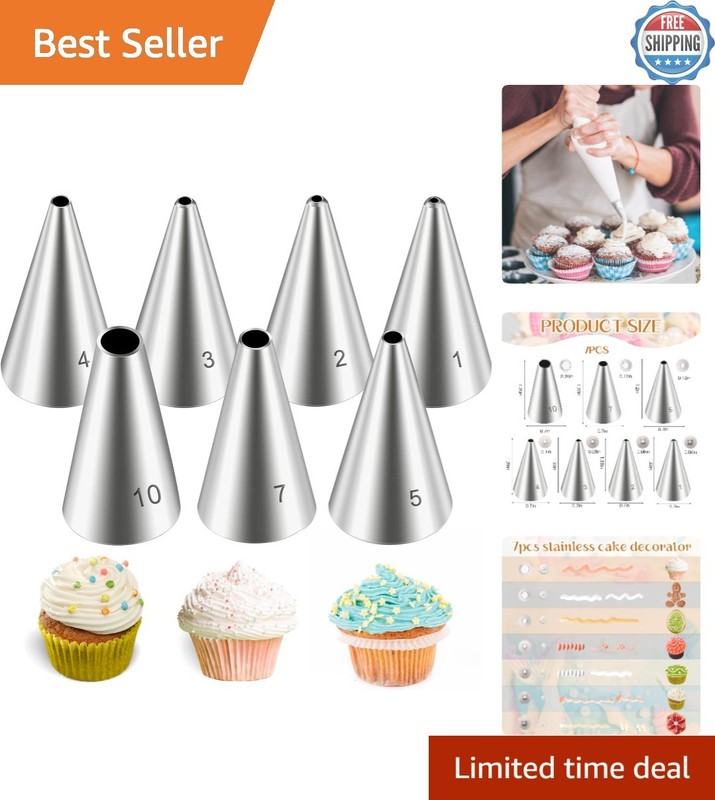 Stainless Steel 7-Piece Piping Tips Set – Perfect for Baking Enthusiasts