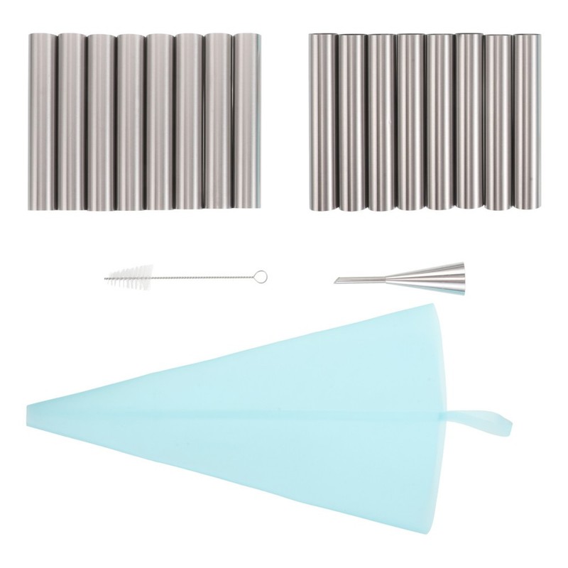 Baking Supplies for Cannoli Stainless Steel Tubes Kit with Piping Bags gallery