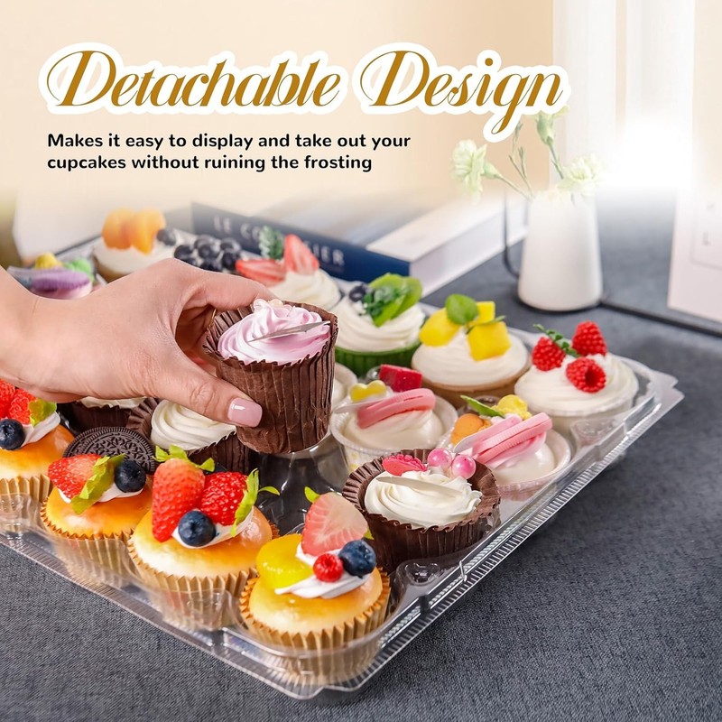 24 Count Stackable Cupcake Containers with Tall Dome Lids, 10 Pack gallery