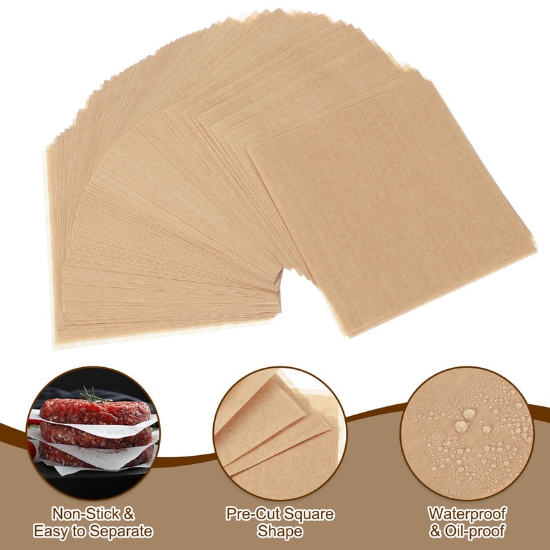 500 Pcs Parchment Paper Baking Sheets Squares, 4.3" Non Stick Paper, Wood Color gallery