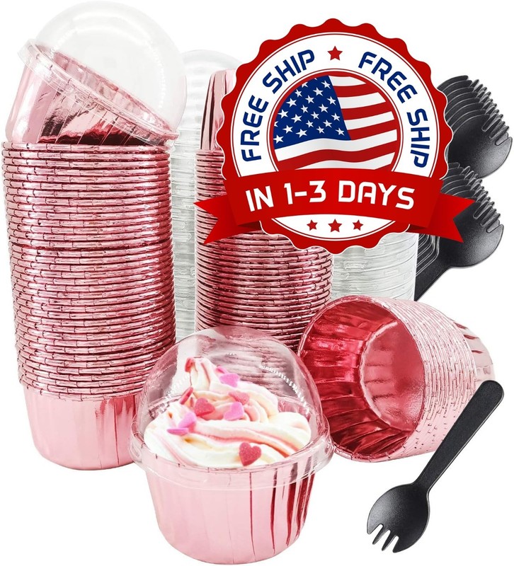Capacillos Para Cupcakes Con Tapas De Domo Mini Capacillos De 3.5 Oz, 100 PCS US