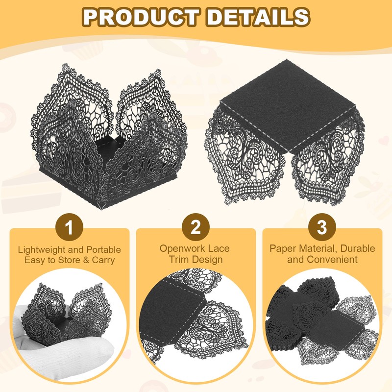 30PCS 4.1 Inch Truffle Wraps for Wedding Birthday, Black gallery