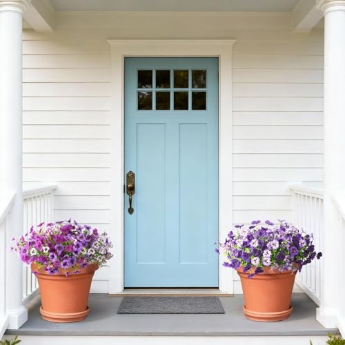 Fake Artificial Pansy Flowers for Outdoor, Faux Silk Pansies Double Purple gallery