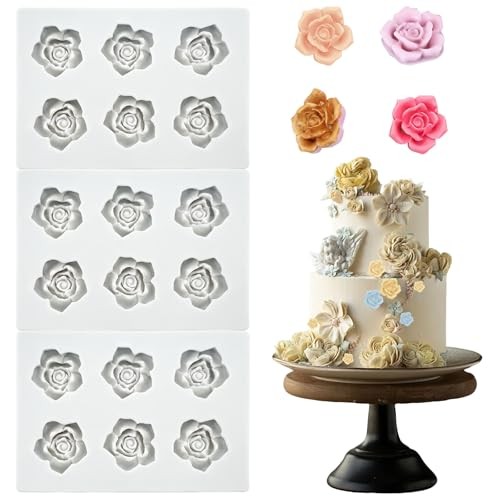 3PCS Rose Flower Silicone Mold, Mini Rose Fondant Chocolate Molds for Gray gallery