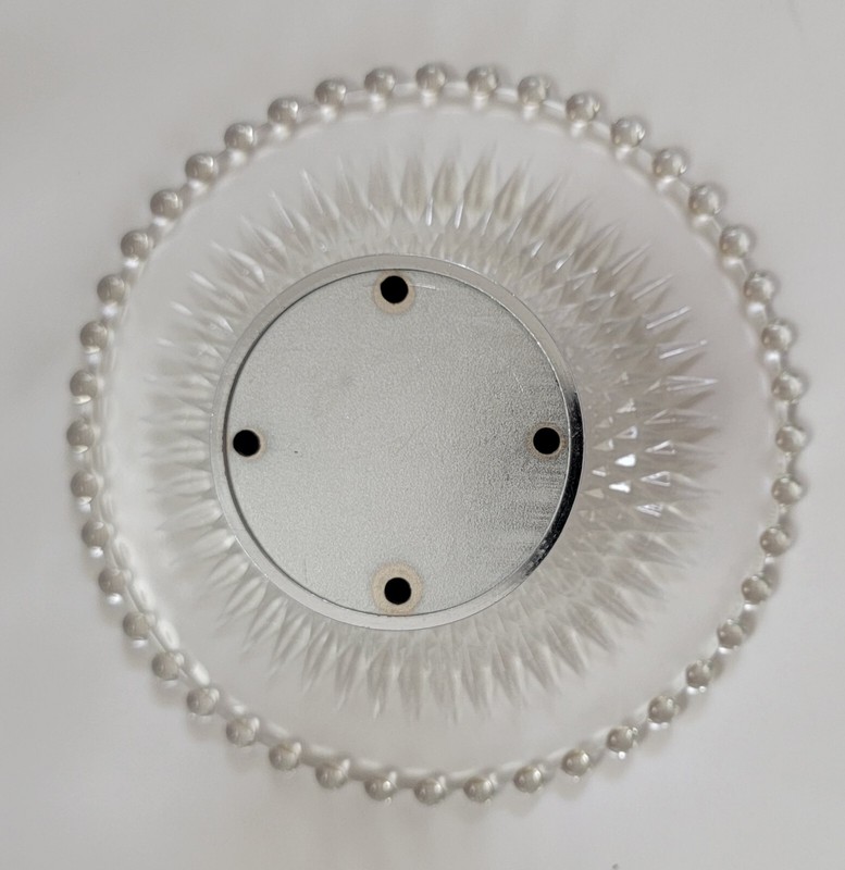 Vintage Starburst Glass Cake Cupcake Cheese Stand Beaded Design Metal Bottom gallery