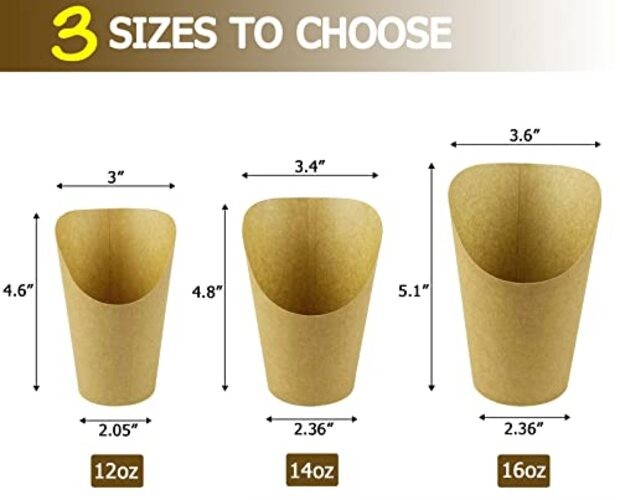 50 Pcs French Fries Holder, 12oz Disposable Paper French Fry 12 Ounces Brown gallery