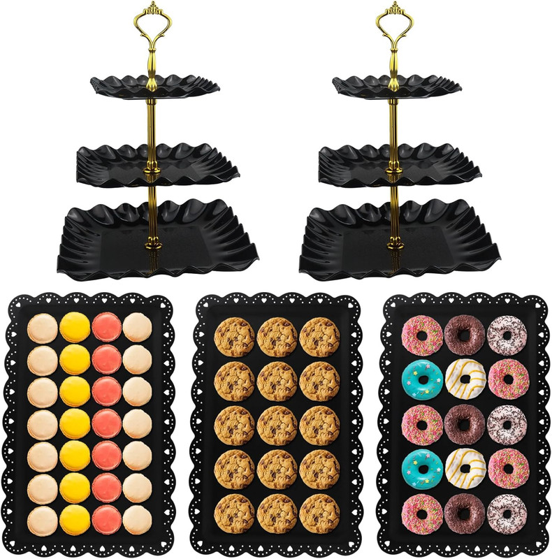 5 Pcs Dessert Table Display Set, Cup Cake Stands Set with 2X Cupcake Tier Stand