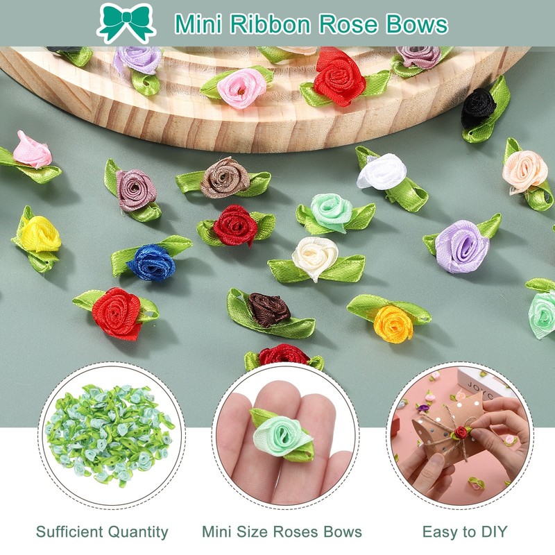 100 Mini Pink Craft Bows, 15mm/0.6" Light Green gallery