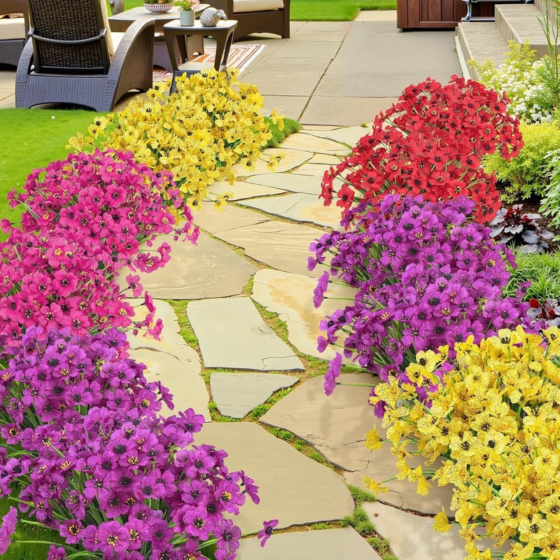 12 Bundles Fake Silk Flowers - UV-Proof for Indoor/Outdoor Home Decor gallery