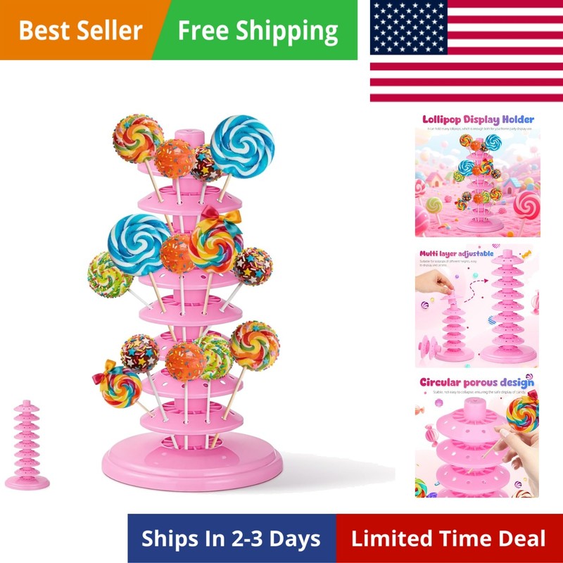 Adjustable Multi-Tier Lollipop Stand 10.62X5.31X5.31In Plastic Candy Holder D…