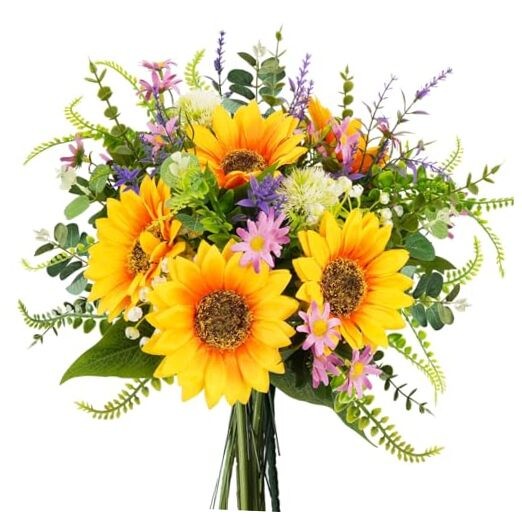 Sunflowers Artificial Flowers Bouquets Spring Flowers Artificia Yellow,purple