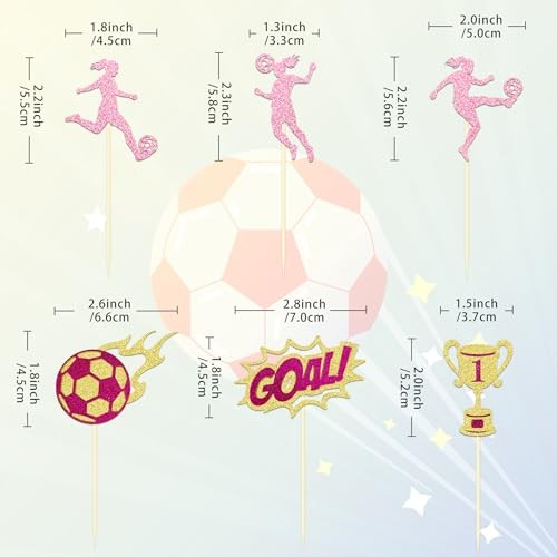 24 Pcs Glitter Soccer Cupcake Toppers for Football Party Decorations Mixed 3 gallery