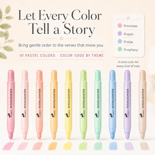 10 Pack Bible Safe Highlighters - Color, Wax Highlighters No Bleed, Pastel gallery