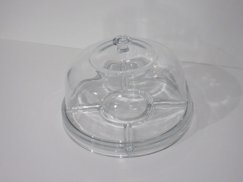DOMED GLASS PEDESTAL STYLE PUNCH BOWL/ CAKE/ PIE STAND /CHIP AND DIP WITH COVER gallery