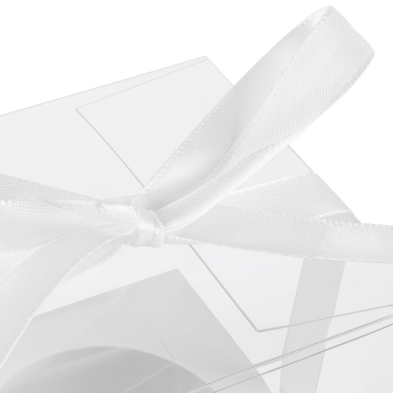 70 PCS Clear Cake Boxes 3.5 Inch Individual Plastic Cupcake Box with Ribbons gallery