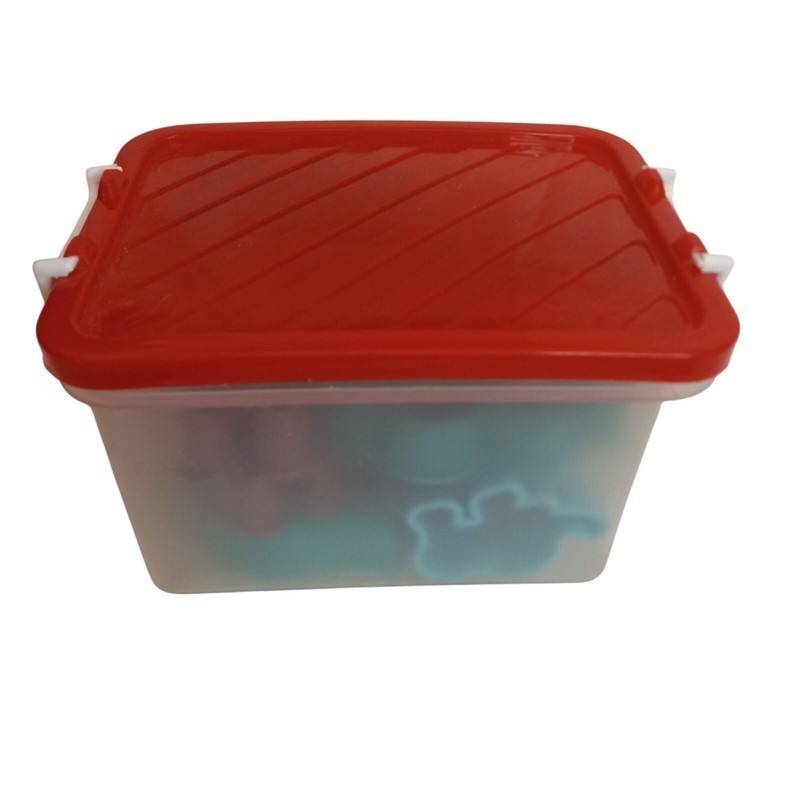 Plastic Cookie Cutter Set Storage Box 17 Assorted Shapes Hearts Animals Holiday gallery