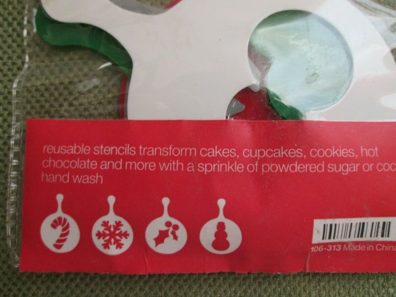 Crate & Barrel Holiday Cookie Cupcake Decorating Stencils 4 Count NEW in PKG gallery