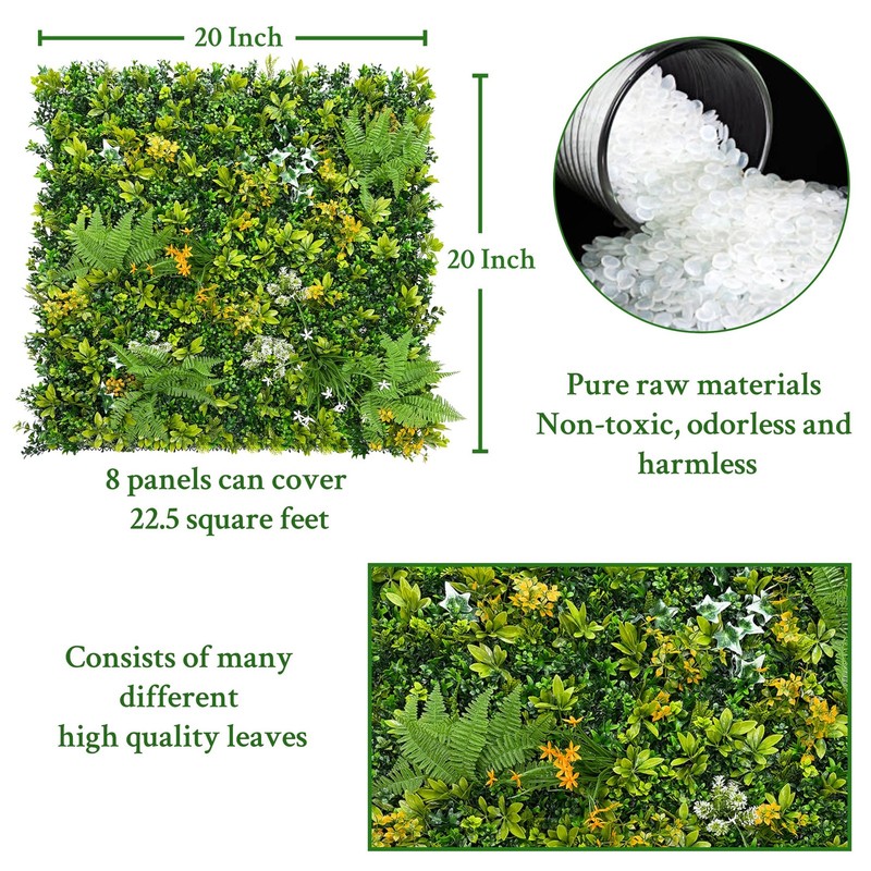 Odtory Artificial Boxwood Hedges Panels 20X20 8P Uv-Anti Faux Greennery Grass gallery