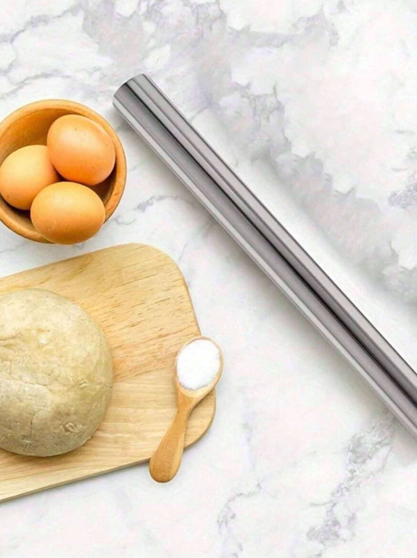 1 pc Stainless Steel Non-Stick Rolling Pin for Baking Dough, Pizza, Cookies,More gallery