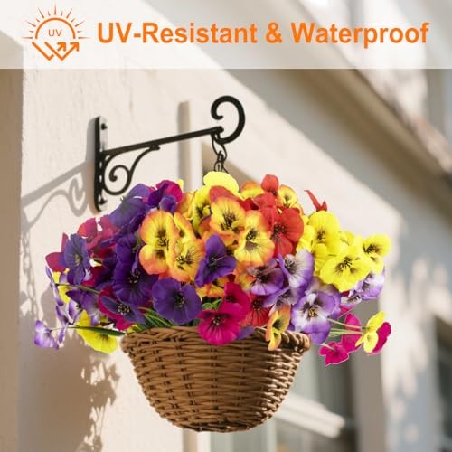18 Bundles Artificial Flowers Outdoor Fake Flowers Pansies 18 Pcs- Mix Color gallery