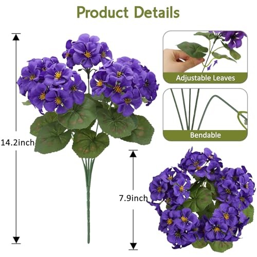 Artificial Geraniums Silk Artificial Flowers for Outdoor Indoor, 6 Mixed Colors gallery
