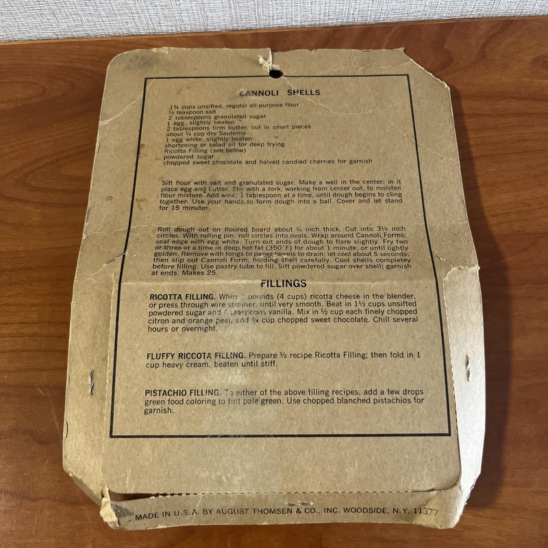 Vintage Cannoli Forms No. 660 New Sealed gallery