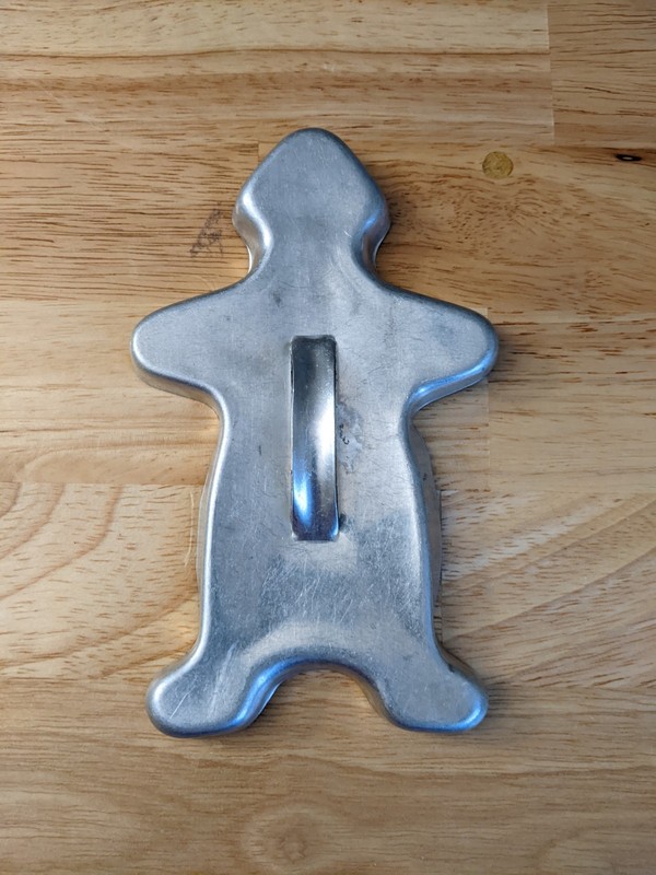 Vintage Metal Aluminum Christmas Cookie Cutter Gingerbread Man, 6" Tall handle