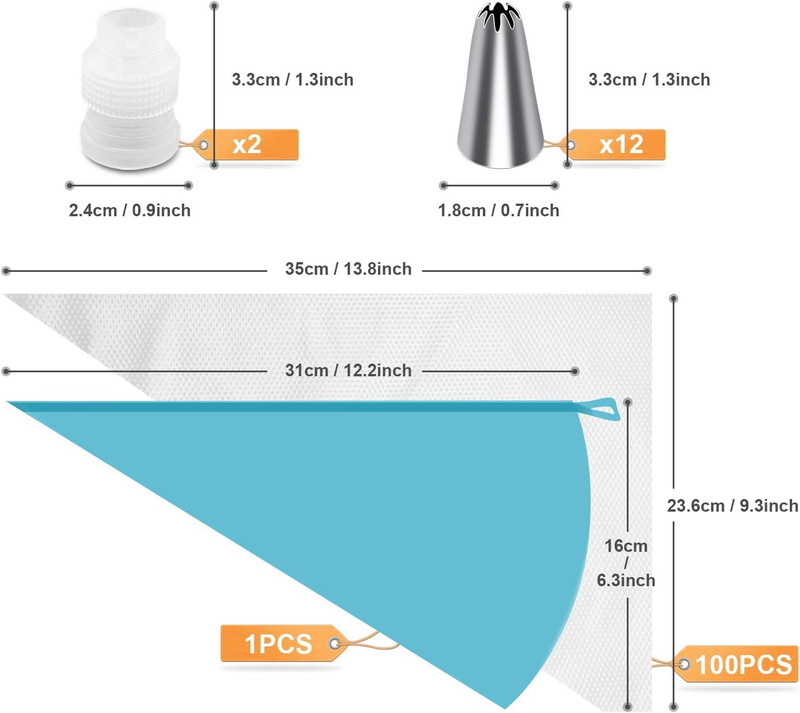 Piping Bags and Tips, Cake Piping Bags and Tips Suitable for Beginners Included gallery