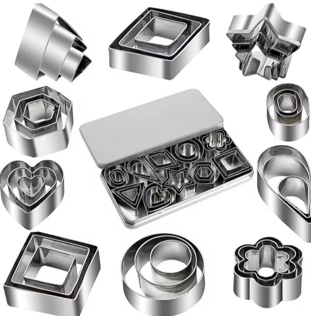 30 Pcs Stainless Steel Mini Cookie Cutter Geometric Shapes Set for Biscuit Fruit gallery