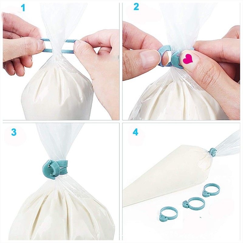 Pastry Bag Ties 20Pcs Reusable Silicone Piping Icing Clips Blue gallery