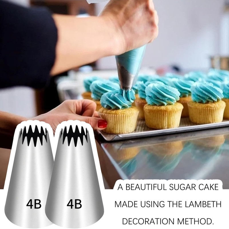 5 PCS 4B Piping Tip Cake Decorating Nozzles Stainless Steel Icing Tool Diy gallery