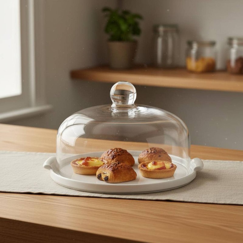 Pedestal Cake Stand with Glass Dome Keeps Food Preserved Cake Stand with Dome gallery